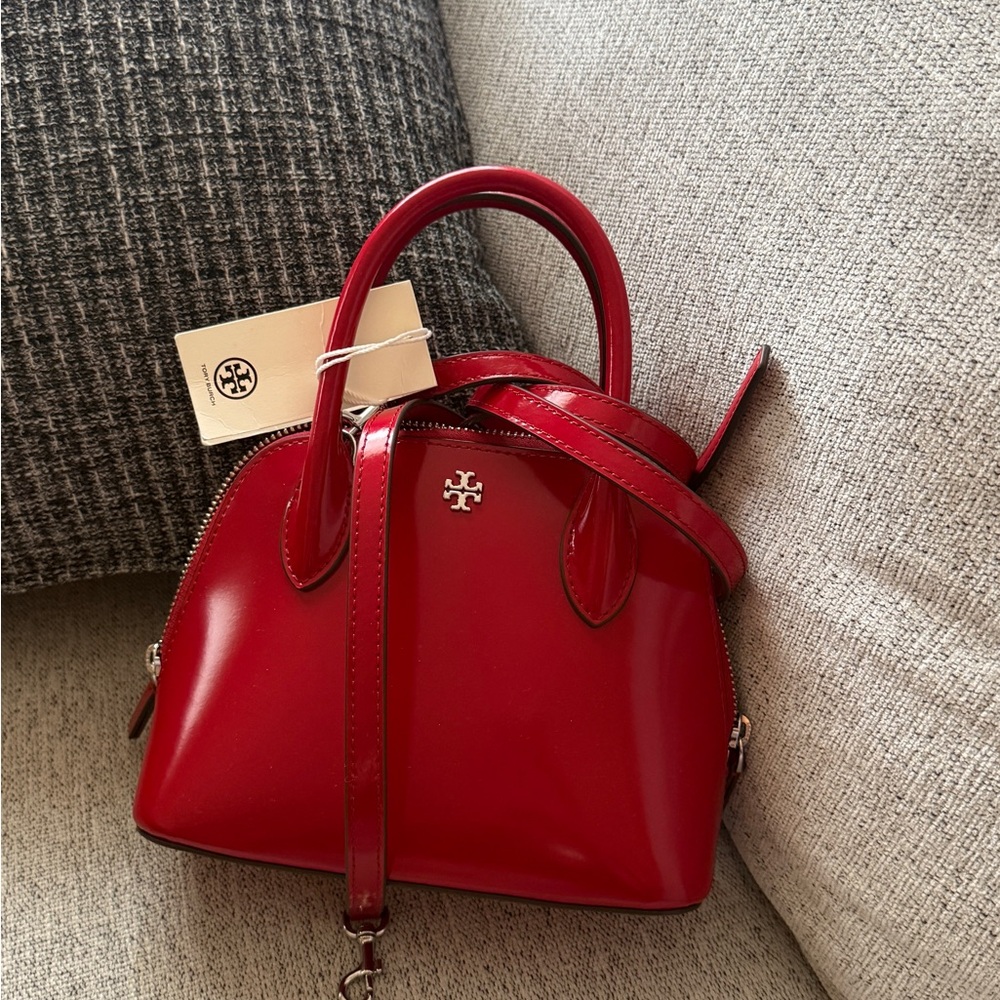 Tory Burch Red Mini Emerson patent